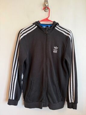 Preowned big kid’s Adidas x Star Wars black and white size large zip up hoodie